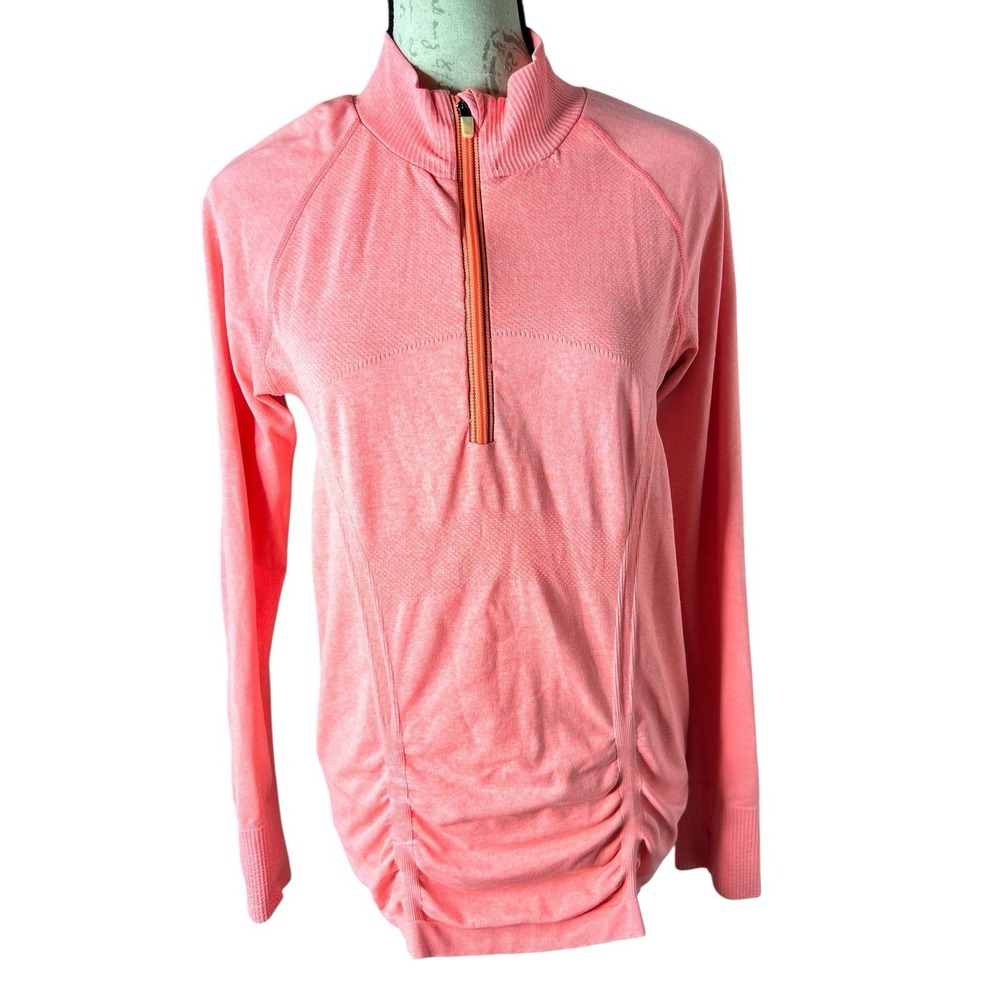 Athleta Fastest Track Half Zip Pullover Heathered Orange Athletic Top Sz‎ Large